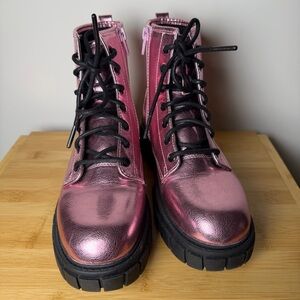 Madden NYC Girls Boots Pink Shiny Metallic, Excellent Condition size 4